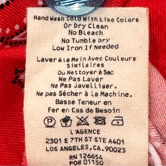 L’agence Jacqueline Paisley Blouse Bandanna Long Sleeve Red Small Western Boho - Picture 9 of 9